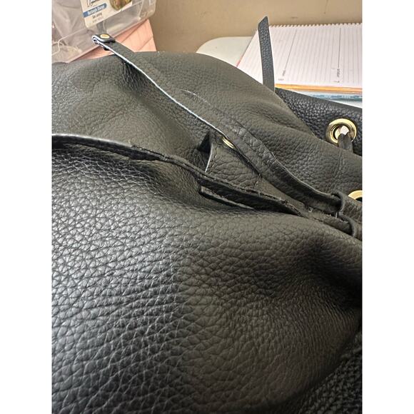 Michael Kors Backpack Riley Pebble Leather Drawstring Bag Black (35S8GRLB7L) - Picture 11 of 16